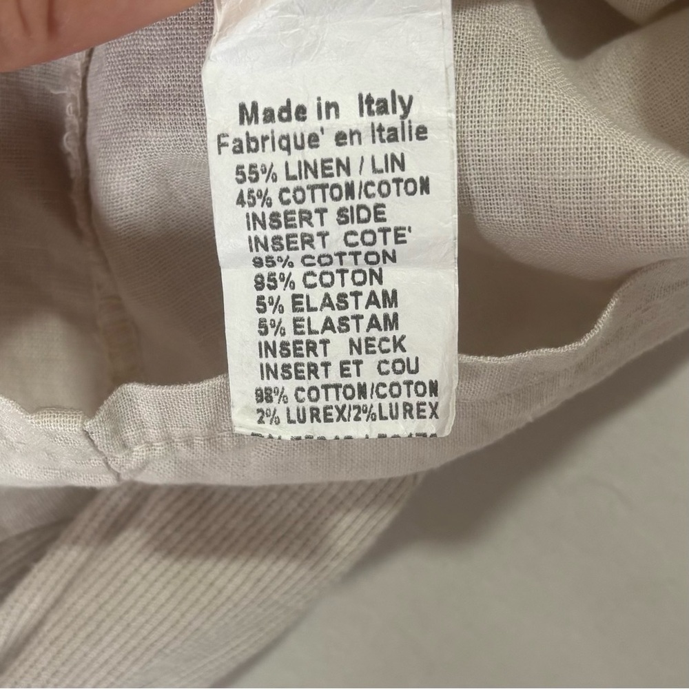 Terzo Millennio Linen Blend Coastal Shift Dress | Made in Italy Size M, Neutral - Picture 10 of 13